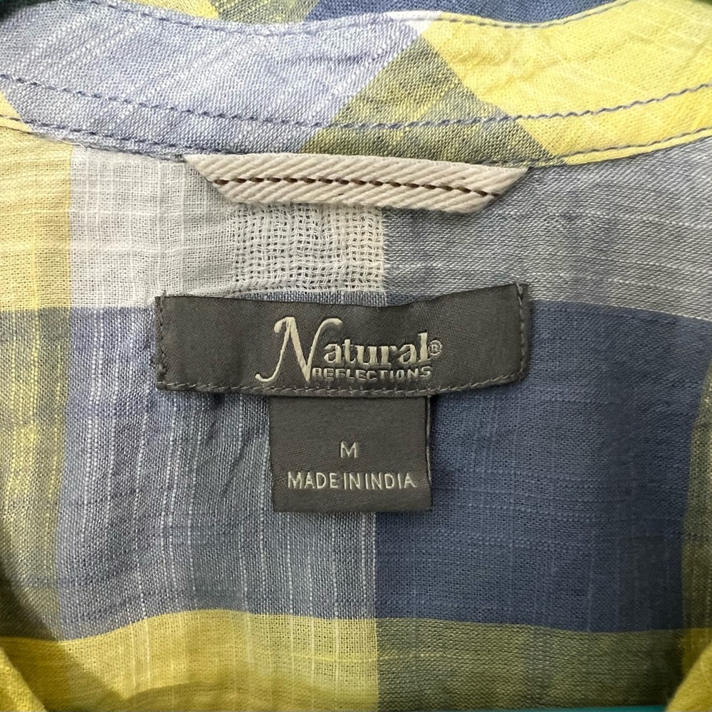 Natural Reflections Yellow and Light Blue Plaid Women’s Shirt - Picture 2 of 3